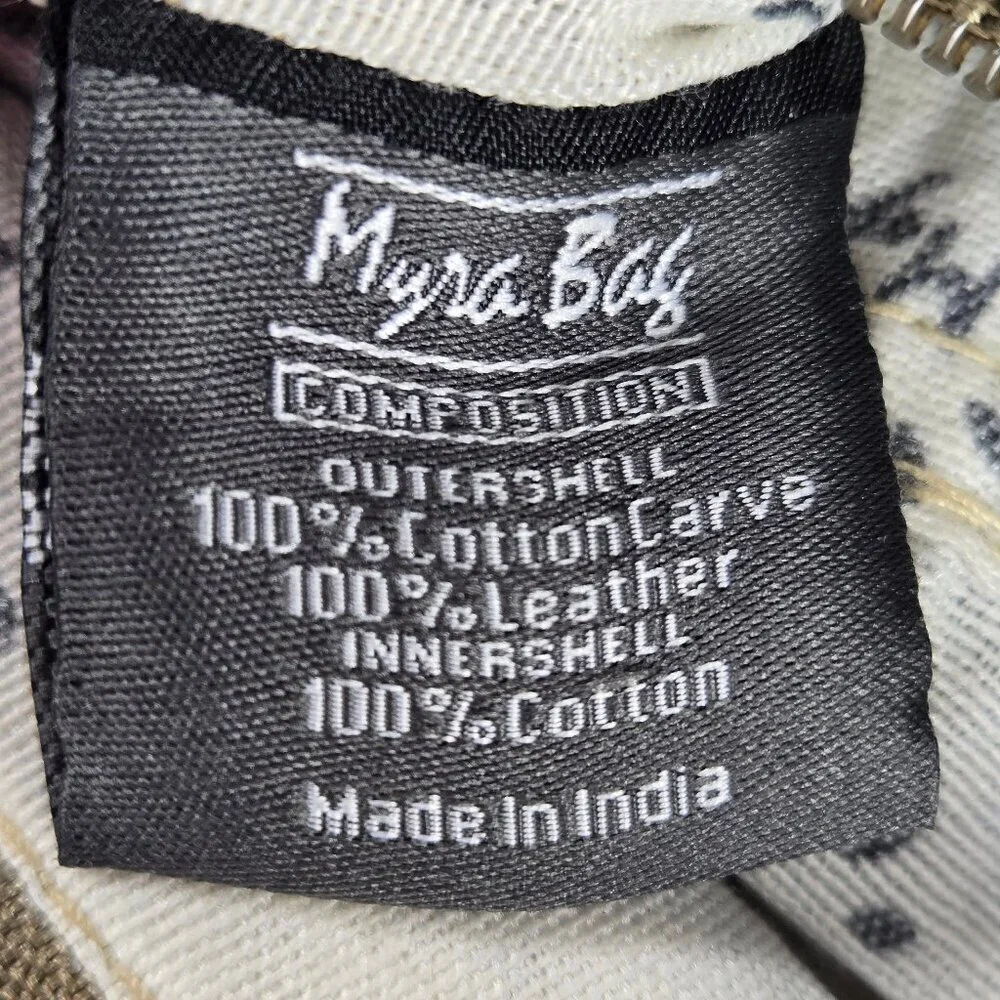 Myra Bag Crossbody Canvas Leather Hairon Crossbody Bag Neutrals Adj Strap NWT